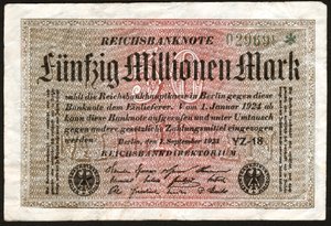 50 miljoen mark bankbiljet, Duitsland door . .