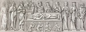 Na het bas-reliëf op het graf van prinses Elisabeth van Hongarije, een katholieke heilige, uit 