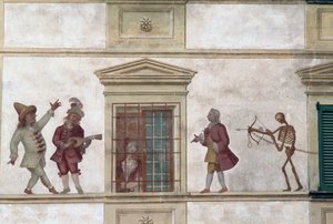 Dans van de Dood, fresco, Milesi-huis, Cassiglio, Lombardije, Italië door Georg Carl Heinrich Dollmann