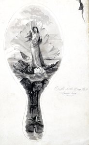 Ontwerp voor een spiegelachterkant met Venus in haar schelp, circa 1870-1875 door Frederick (attr. to) Barnard