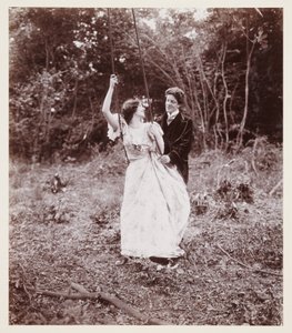 Edwardiaans portret, stel met een schommel door John Pardon