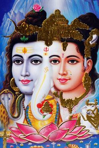 Hindoe god Shiva en godin Parvathi door . .