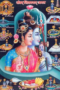 Hindoegod Shiva en godin Parvathi door . .