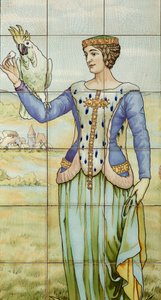 Interieur, tegelpaneel, schilder Furcy Ernest Tondeur, uitvoerder Boch Frères La Louvière door . .