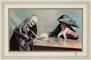 Het einde van het spel: een man met een skelet dat de Dood symboliseert en munten verzamelt door John Pardon