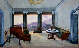Muziekkamer met uitzicht op het meer door Georg Carl Heinrich Dollmann
