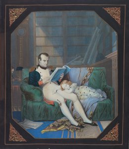 Napoleon in zijn Studiekamer met de Koning van Rome, c.1860 (lithografie) door . .