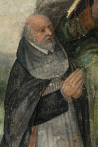 Parochiekerk Onze-Lieve-Vrouw. Interieur. Het koor. Muurschildering.