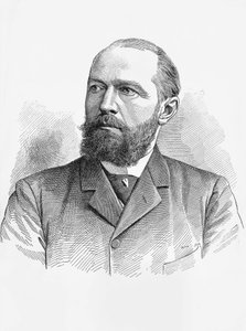 Portret van Emil von Behring, Duitse fysioloog en bacterioloog, Nobelprijs voor Scheikunde in 1901, gravure