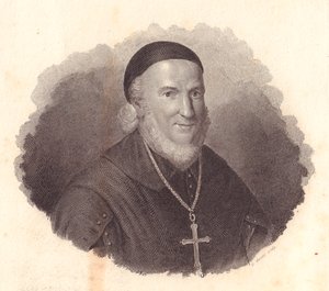 Portret van de Italiaanse bisschop Adeodato Turchi, kopergravure door G Guzzi naar schilderij van Francesco Vicira