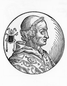 Portret van Johannes V, 82e paus van de Katholieke Kerk, gravure