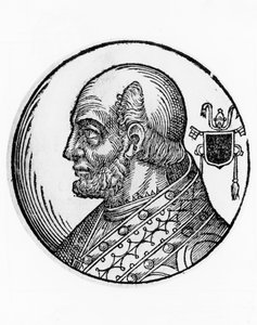 Portret van Theodorus I (overleden 649), 73e paus van de Katholieke Kerk vanaf 642, gravure door William Walcutt