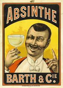Reclame voor absint Barth & Cie, in Chalon sur Saone (Saone et Loire, Frankrijk), rond 1890