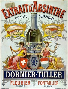Reclame voor absint DOrnier Tuller, chromolithografie 1890