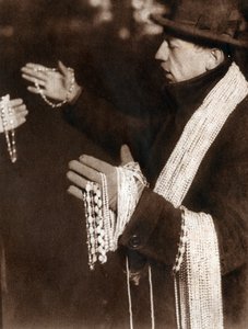 Verkoper heeft een parelbeschermer op de straten van New York, VS, 1929 (prent)