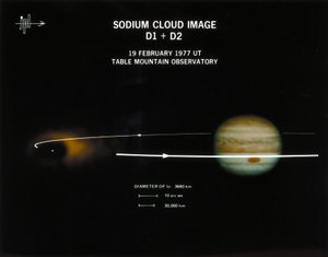 Natriumwolk rond Io, een van de manen van Jupiter
