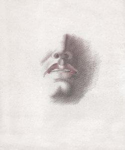 Studie voor het gezicht van een man: mond en neus. circa 1830 door . .
