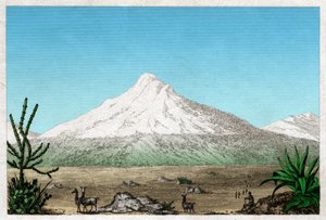 De Chimborazo vulkaan vanaf het plateau van Tapia, Ecuador
