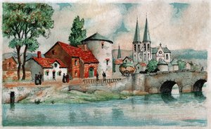 Dorp rond Carcassonne, ca. 1930 door . .