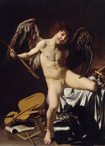 Cupido als overwinnaar door Caravaggio