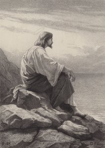 Jezus zittend aan de zee