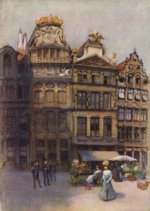 Oude huizen op de Grote Markt, Brussel door after Amedee Forestier