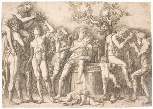Bacchanaal bij de wijnkar door after Andrea Mantegna