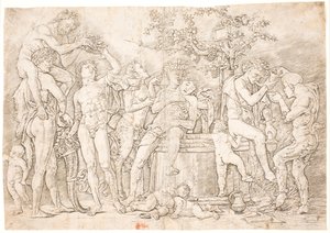 Bacchanaal bij de wijnkar door after Andrea Mantegna