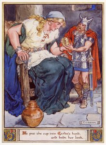 Hij gaf de beker in Gerdas hand en vroeg haar te kijken door after Charles Edmund Brock