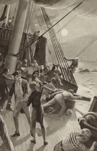 Het schip van Kapitein James Cook in problemen bij Kaap Tribulation