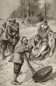 De Pilgrim Fathers slaan het zand en vinden maïs