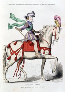 Lodewijk XIII te paard van een gravure uit 1615 - Tekening door Chevignard door after Chevignard