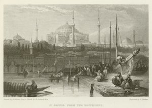 St Sophia vanaf de Bosporus door after David Roberts