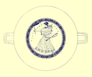 Artemis met boog, pijl en fakkel, illustratie uit Griekse Vaas Schilderijen door J. E. Harrison en D. S. MacColl, gepubliceerd 1894