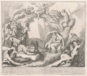 De Prima Macchina voor de Chinea van 1741: Allegorie van Koninklijke Pracht door after François Hutin Miguel de Sorellò