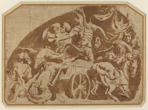 Vlucht van Meriones, met de Dode Coeranos die uit de Strijdwagen Wordt Gesleept door after Giulio Romano
