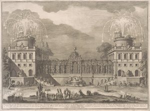 De Seconda Macchina voor de Chinea van 1763: De Druivenoogst door after Giuseppe Palazzi Giuseppe Vasi after Paolo Posi