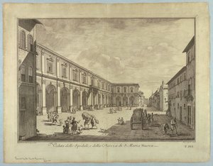 Zicht op Florence, Plaat uit "Scelta di XXIV Vedute delle principali contrade, piazze, chiese, e palazzi della Città di Firenze" door after Giuseppe Zocchi