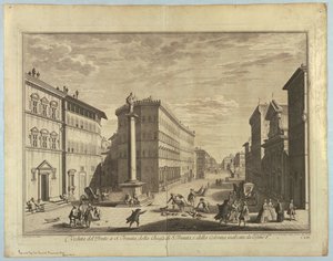 Uitzicht op Florence, Plaat uit "Scelta di XXIV Vedute delle principali contrade, piazze, chiese, e palazzi della Città di Firenze" door after Giuseppe Zocchi