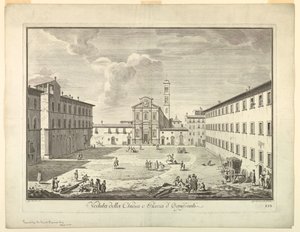 Uitzicht op Florence, Plaat uit "Scelta di XXIV Vedute delle principali contrade, piazze, chiese, e palazzi della Città di Firenze" door after Giuseppe Zocchi