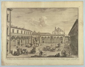 Gezicht op Florence, Plaat uit "Scelta di XXIV Vedute delle principali contrade, piazze, chiese, e palazzi della Città di Firenze" door after Giuseppe Zocchi
