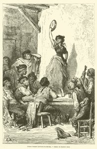Gitana dansant, omgeving van Sevilla door Gustave after Dore