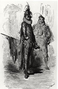 Illustratie uit Le Capitaine Fracasse door Theophile Gautier (1811-72) gegraveerd door Fortune Louis Meaulle (1844-1901) 1866 door Gustave after Dore