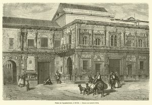 Paleis van het stadhuis, Sevilla door Gustave after Dore
