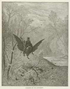 Ruggiero op de Hippogriff door Gustave after Dore
