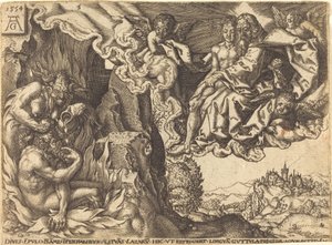 De rijke man in de hel door after Heinrich Aldegrever