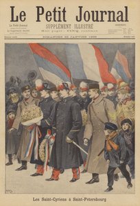 Franse legerofficieren van de Saint-Cyr militaire academie op bezoek in Sint-Petersburg