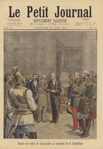 President Faure van Frankrijk ontvangt de Orde van Sint-Andreas van de Russische ambassadeur