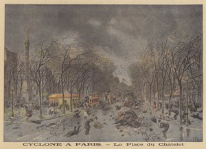 Stormschade op de Place du Chatelet, Parijs door after Henri Meyer
