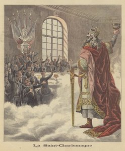 Studenten van de Universiteit van Parijs brengen een toost uit op Karel de Grote door after Henri Meyer